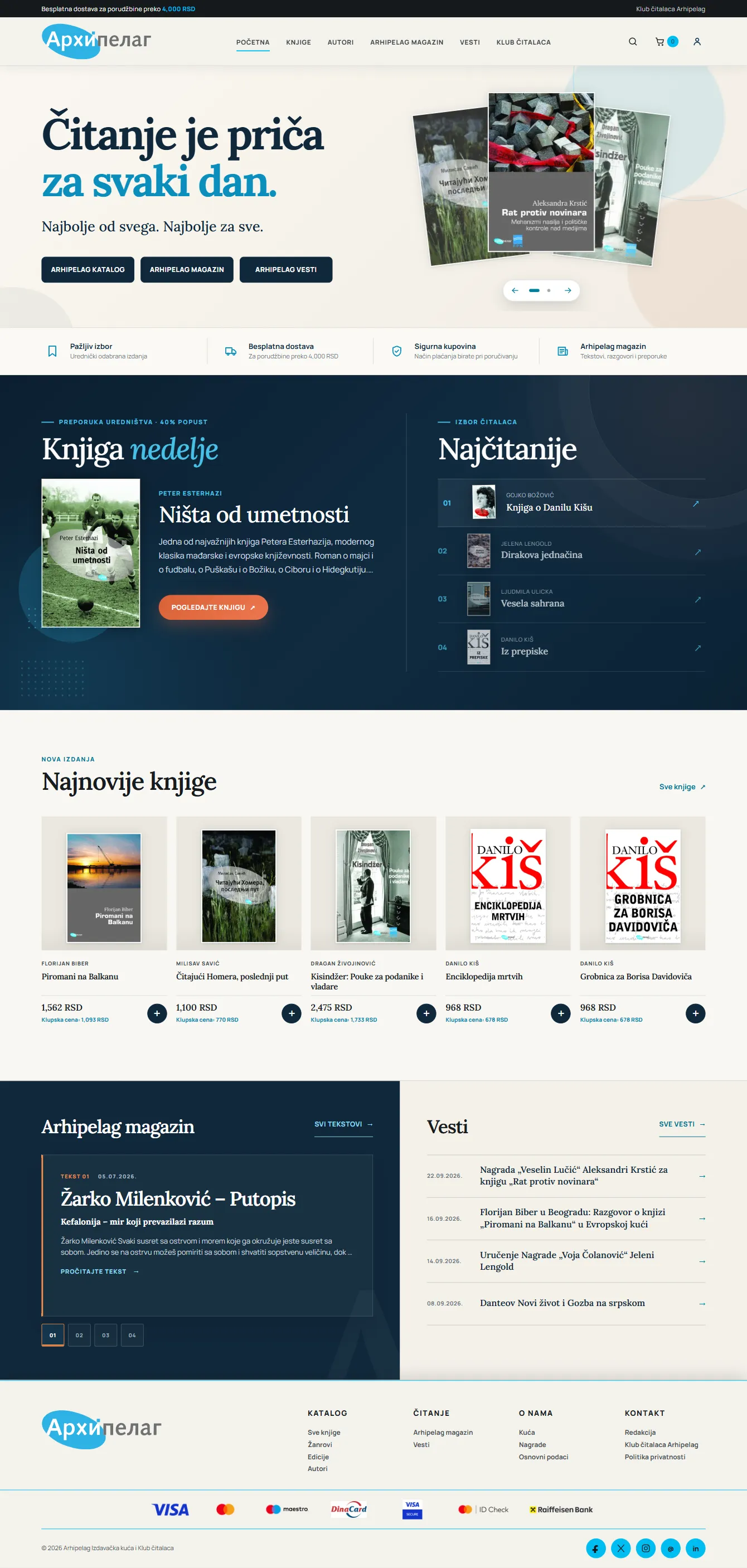 Arhipelag publisher website and online bookstore — full-page screenshot